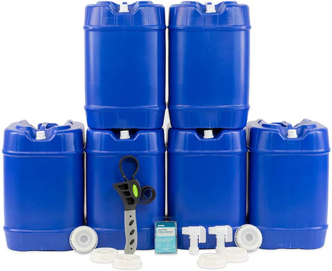 30 GALLON BLUE 5 GALLON WATER CONTAINER PACKAGES - STACKABLE